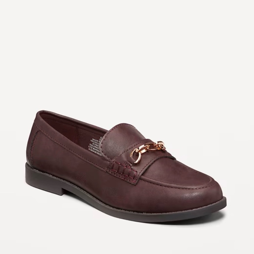 Old Navy Burgundy Loafers with Gold Accent